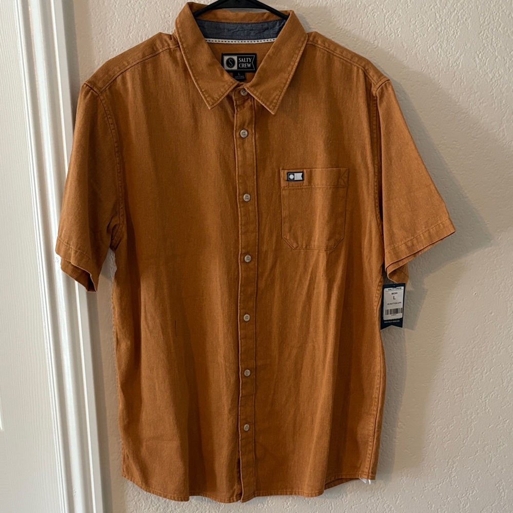 Salty Crew Men's Rustic Brown Casual Button Down Shirt- NWT